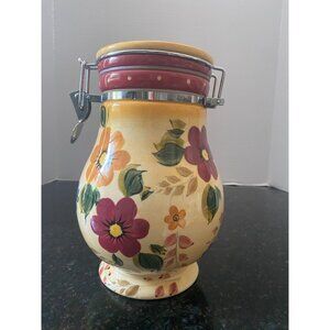 Oneida "Sunset Bouquet" Hand Painted 8" High Container with Sealing Lid